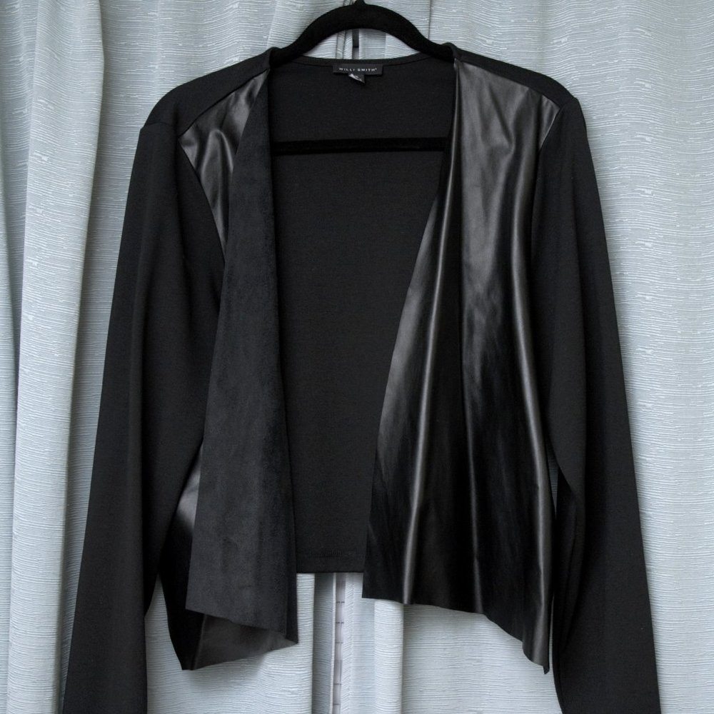 Lightweight faux leather jacket/cardigan